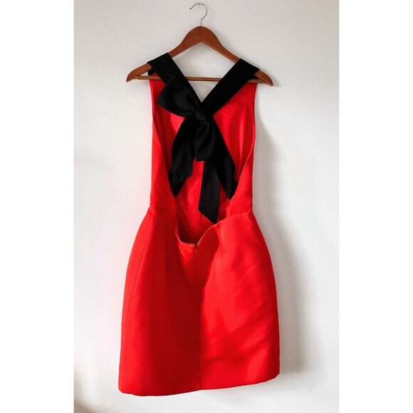 Kate Spade Bow Back Dress Lollipop Red Black Size 12 Holiday Christmas Party - Picture 4 of 5